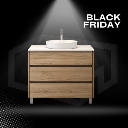 Móvel C/Pés Axis Oak e com Tampo Branco 100x81x45