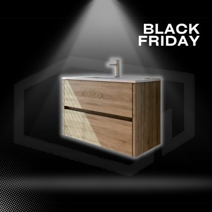 Móvel Suspenso Axis C/Fundo Reduzido com Lavatório Cerâmico 100x50x36 Oak